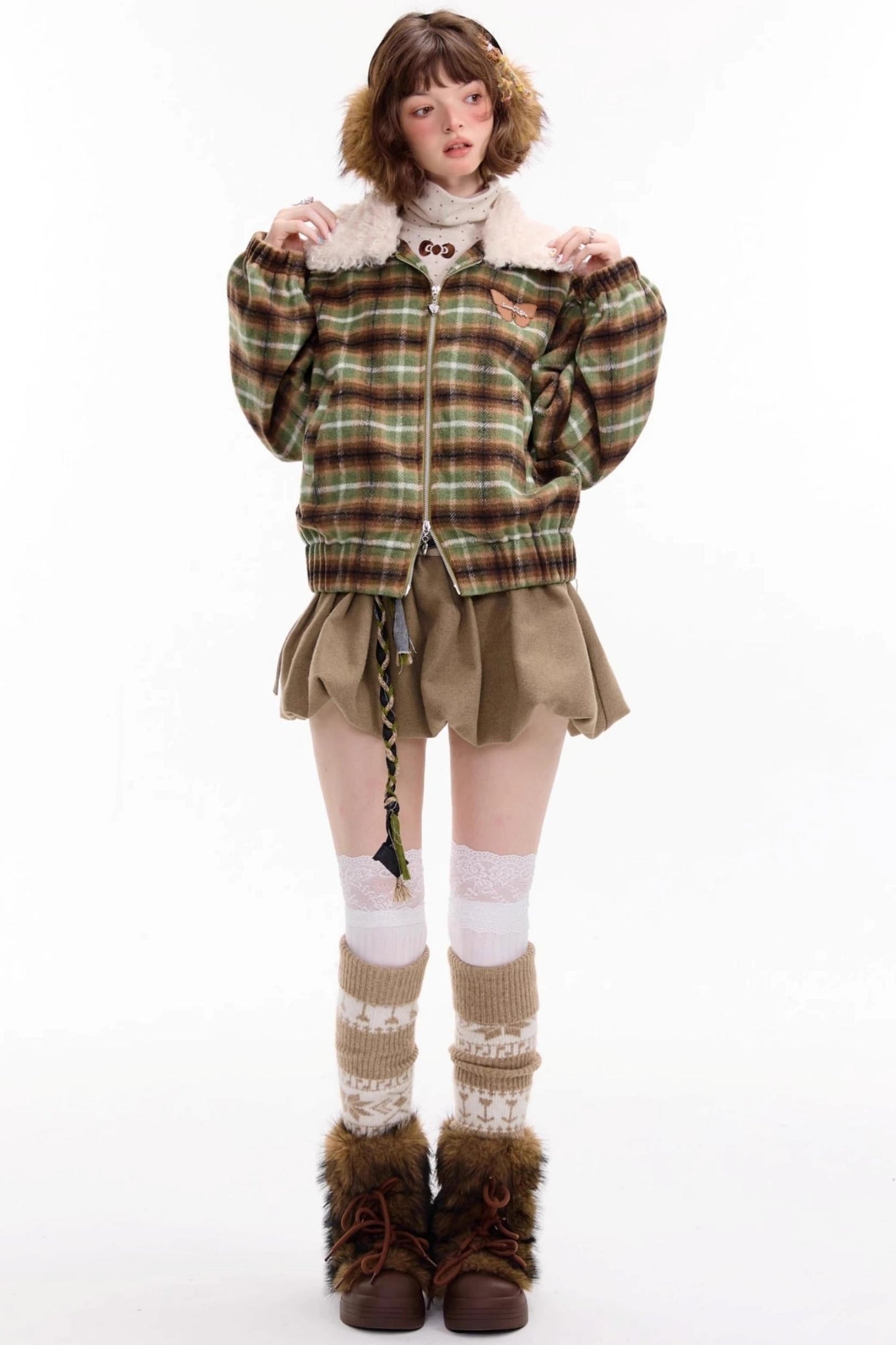 Autumn High Waisted Woolen A Line Skirt
