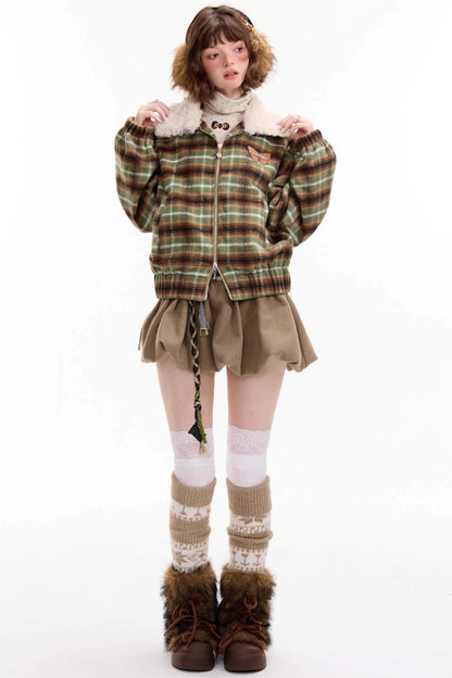 Autumn High Waisted Woolen A Line Skirt