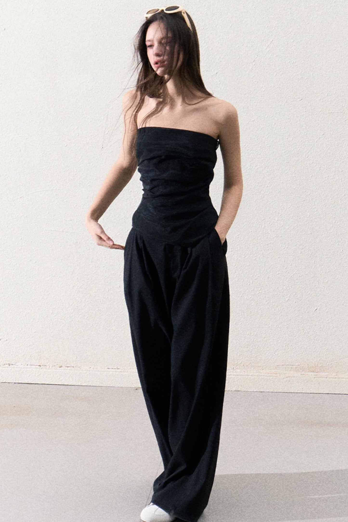 Casual Slim Jacket & Wide Lace Pants Set-Up