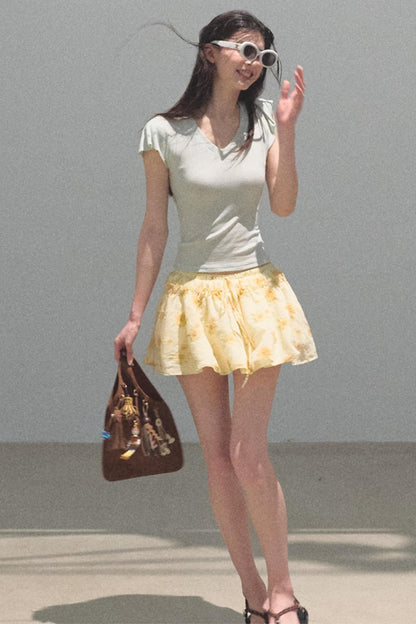 Embroidered Puffy A-Line Skirt