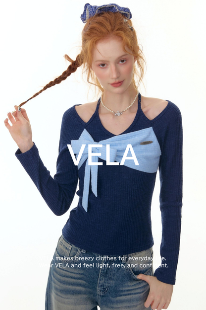 Patchwork Halterneck Knitted Top