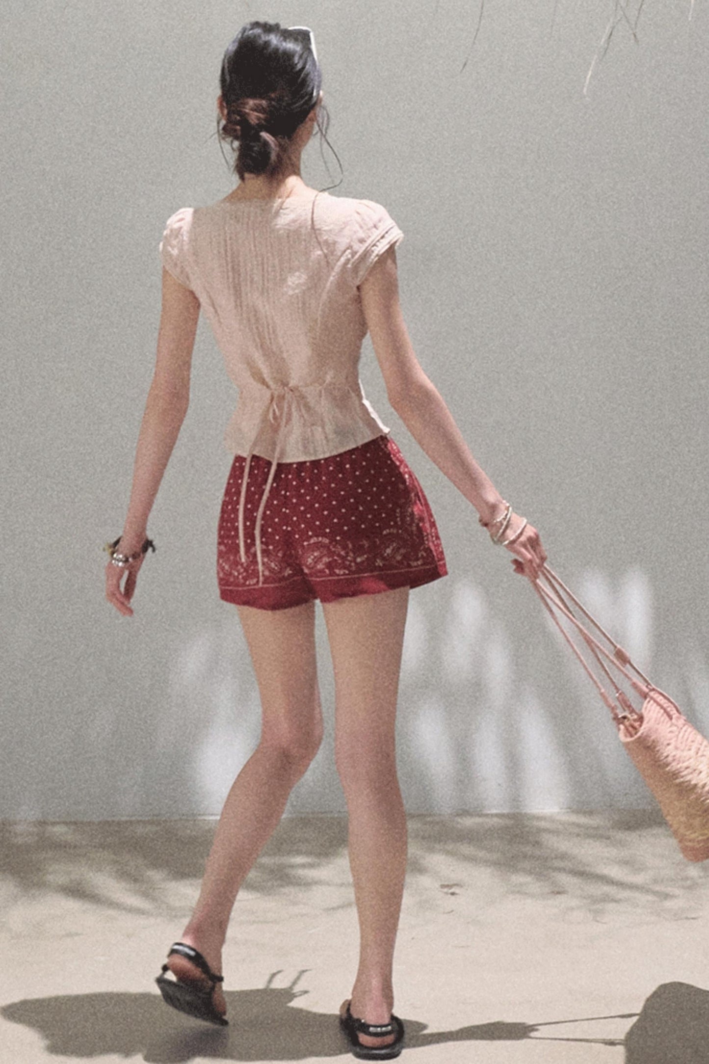 Fuzzy Lace V-Neck Tie Top