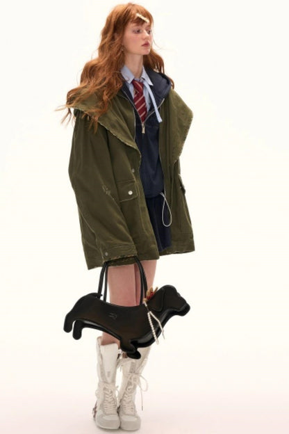 Vintage Distressed Frayed Cargo Jacket