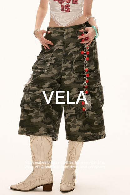 Camouflage Denim Shorts