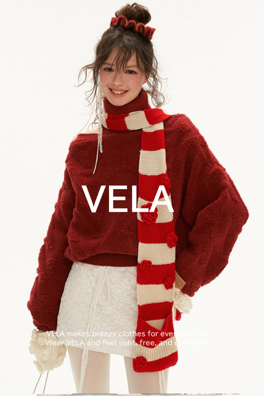 High-Neck Off-Shoulder Monogram Sweater