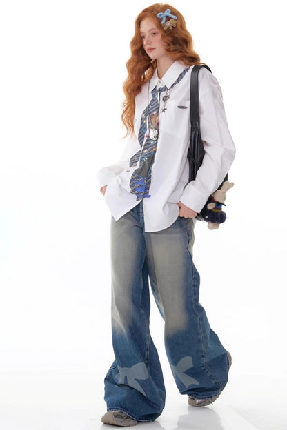 Retro Design Tie Print Shirt