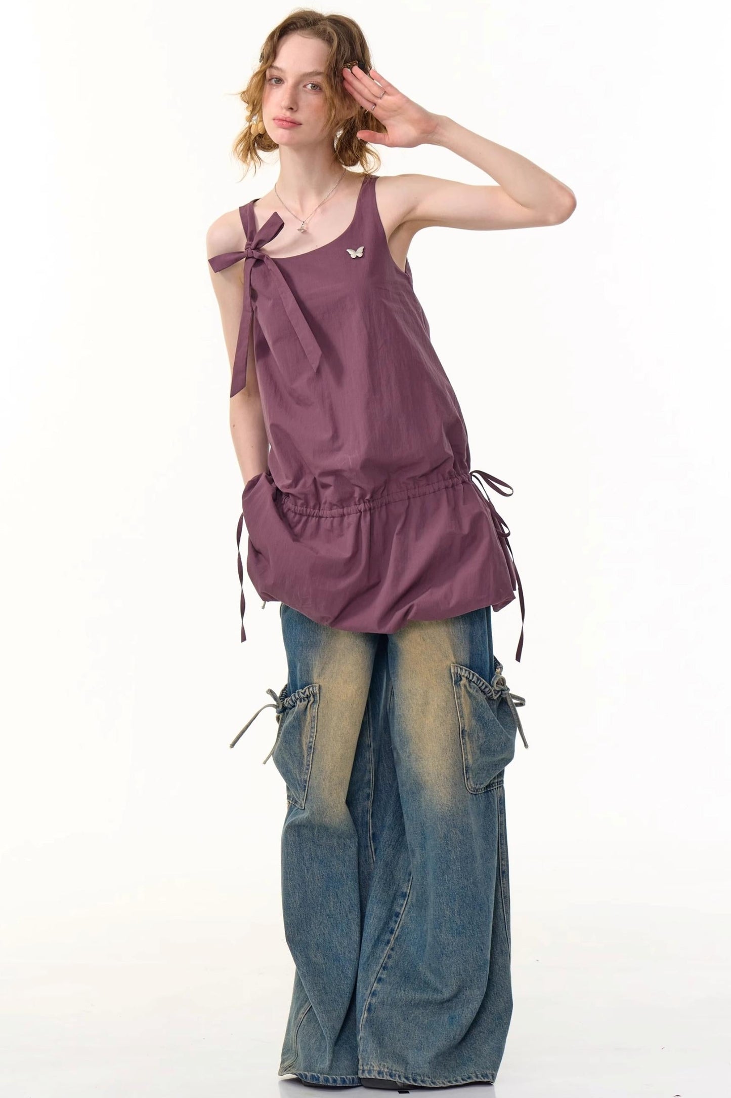 Retro Floral Purple Camisole Dress