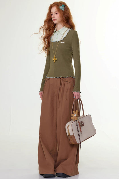 Autumn High-Waisted Slimming Brown Trousers