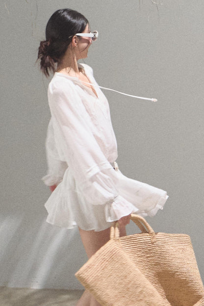 Relaxed Bubble Sleeve Skirt Set-Up