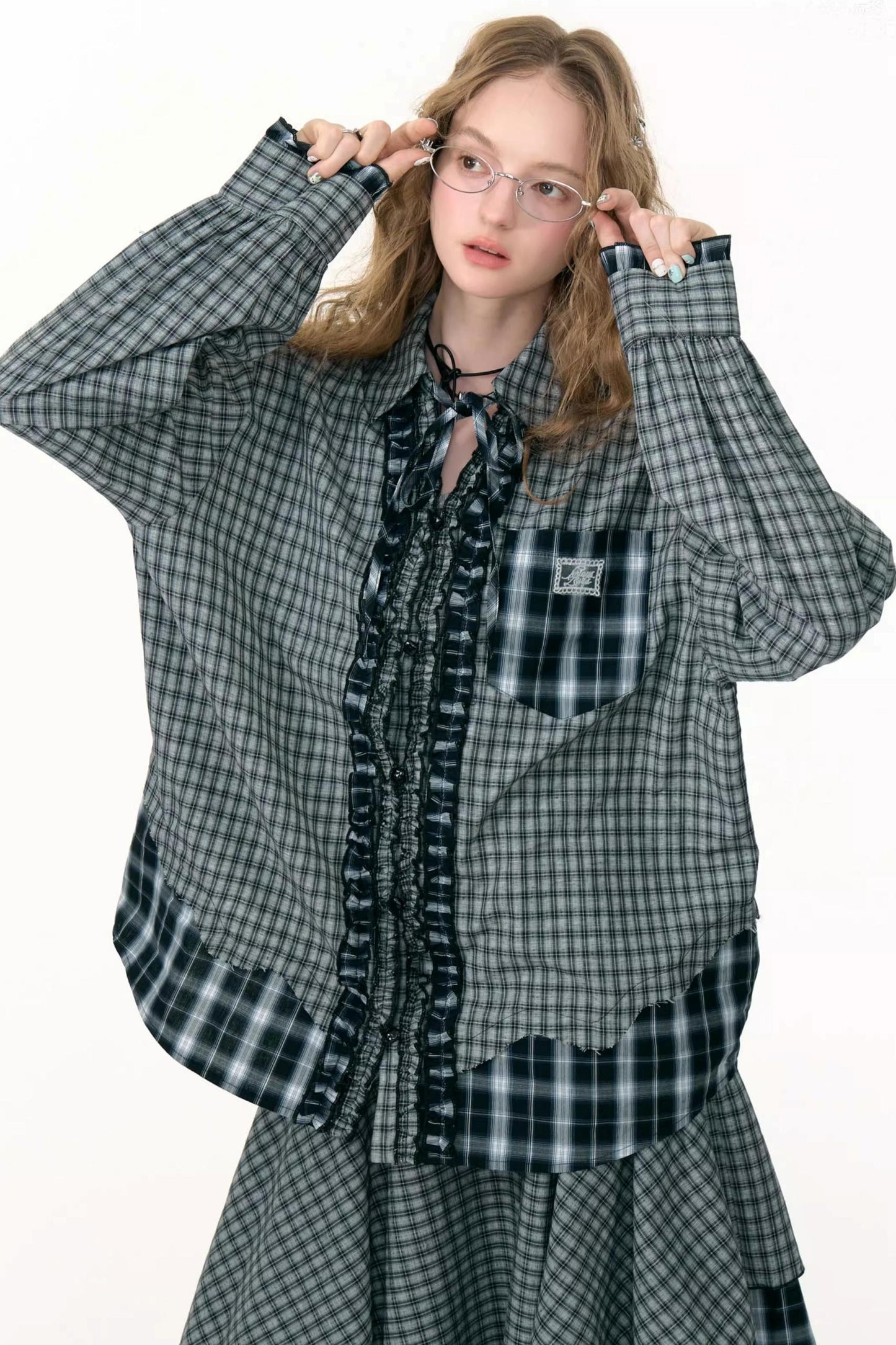 Retro Plaid Long-Sleeved Shirt