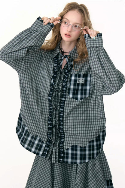 Retro Plaid Long-Sleeved Shirt