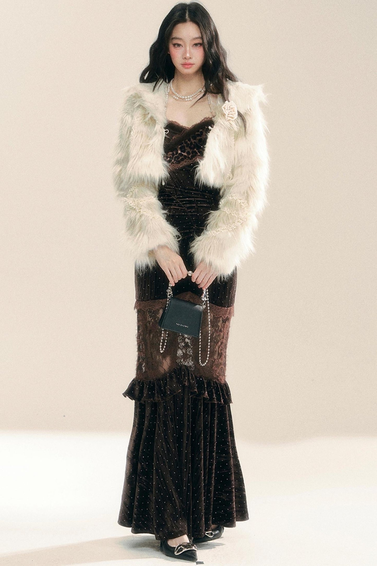 Velvet Wrap Hip Slip Dress