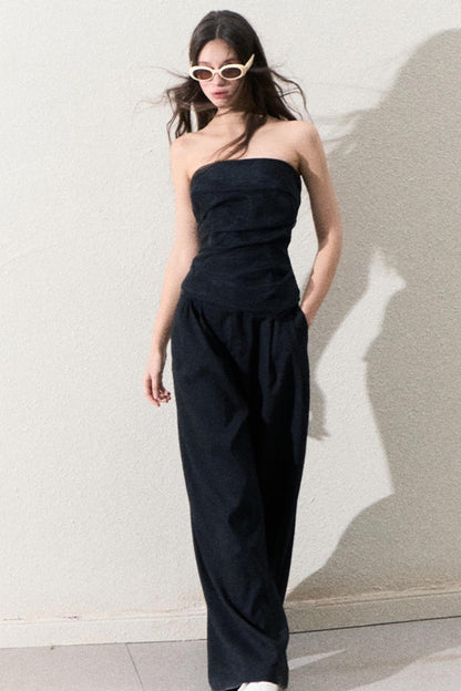 Casual Slim Jacket & Wide Lace Pants Set-Up