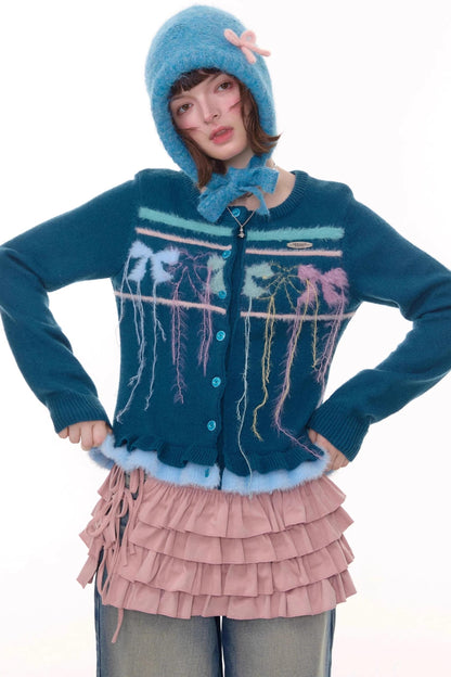 Autumn Silk Bow Cardigan