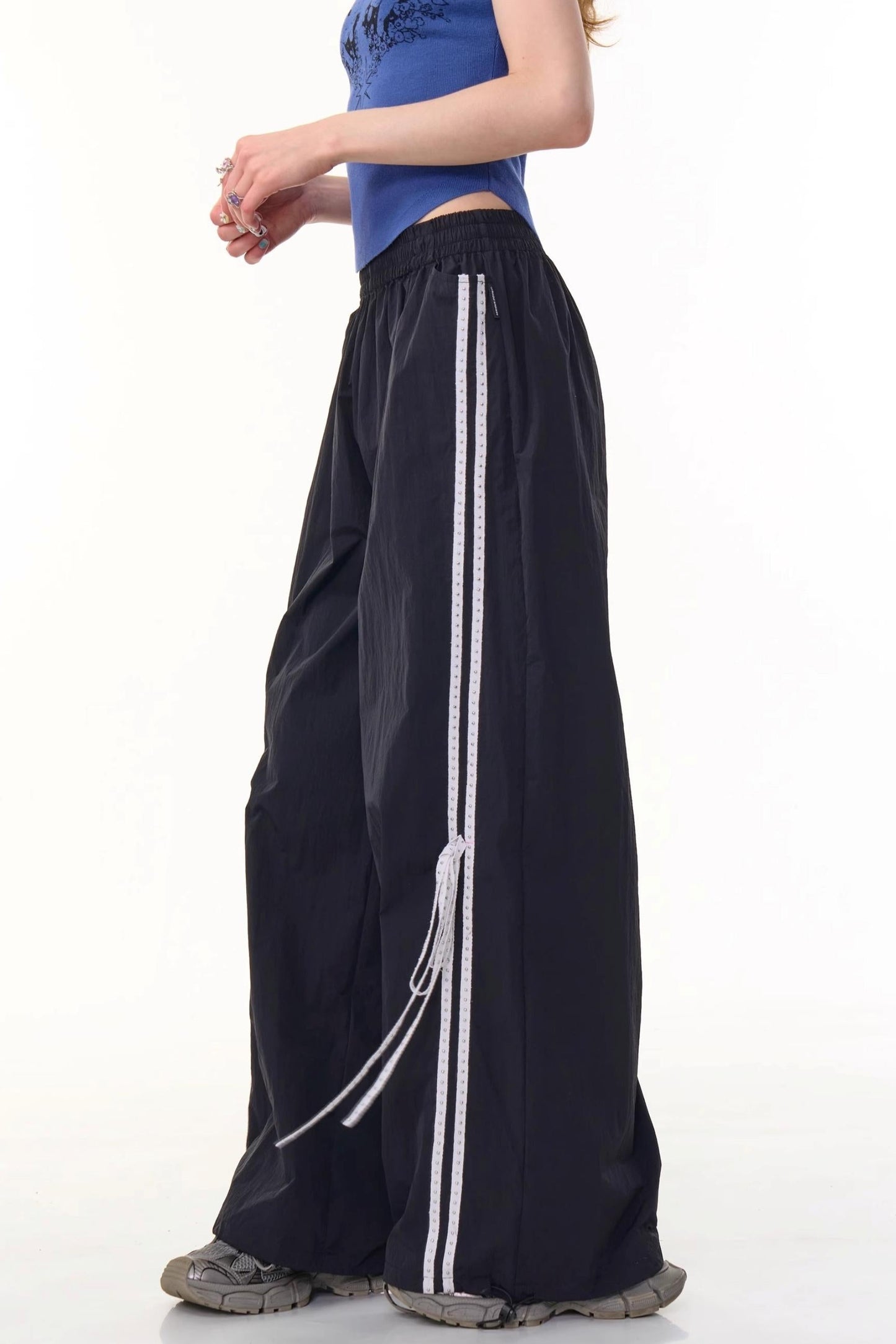 Retro Draped Wide-Leg Sweatpants
