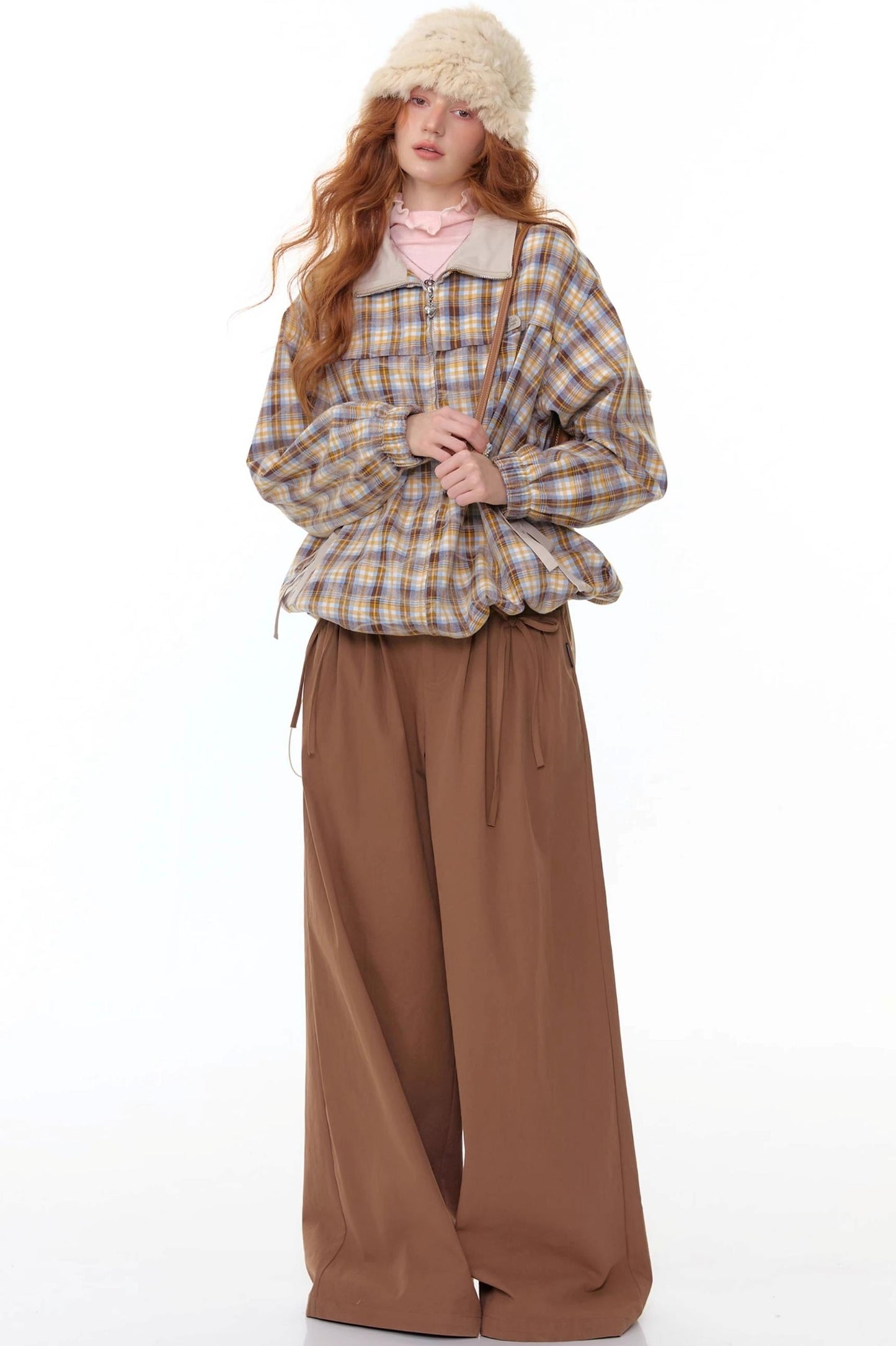 Autumn High-Waisted Slimming Brown Trousers