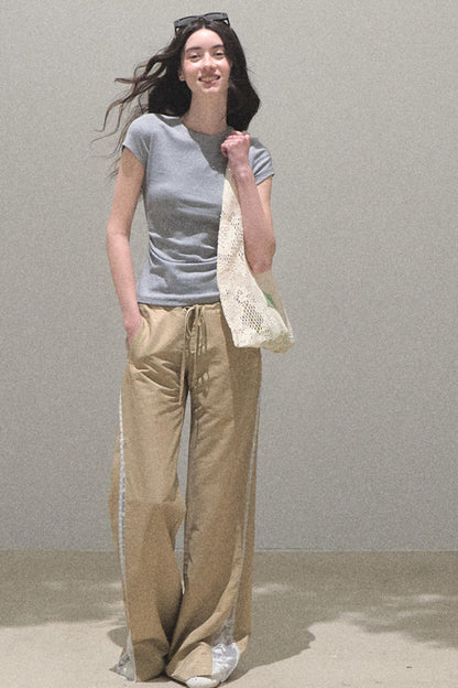 Copper Lace Wide Leg Pants