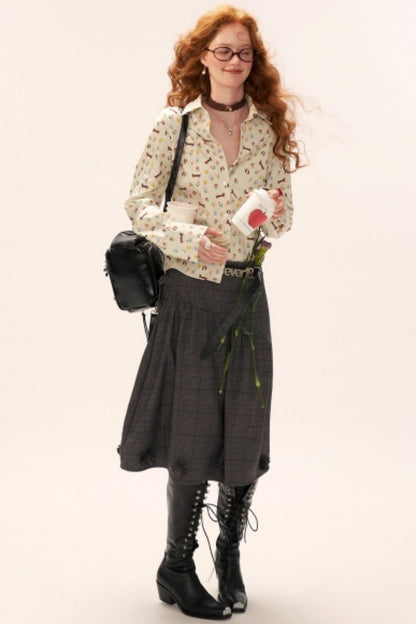 花朵图案高档中长裙