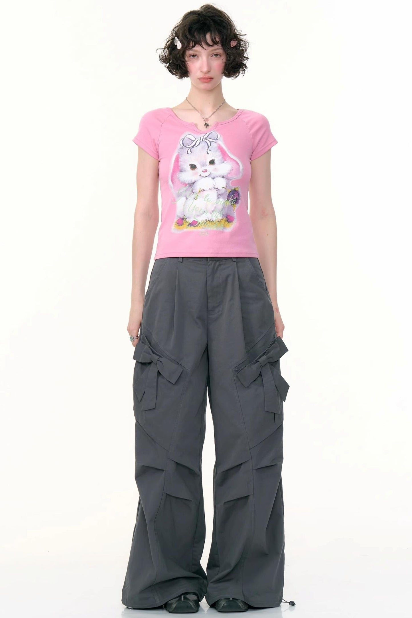 American Retro High Waist Cargo Trousers