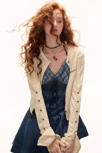 Striped Knit Multi-Button Cardigan