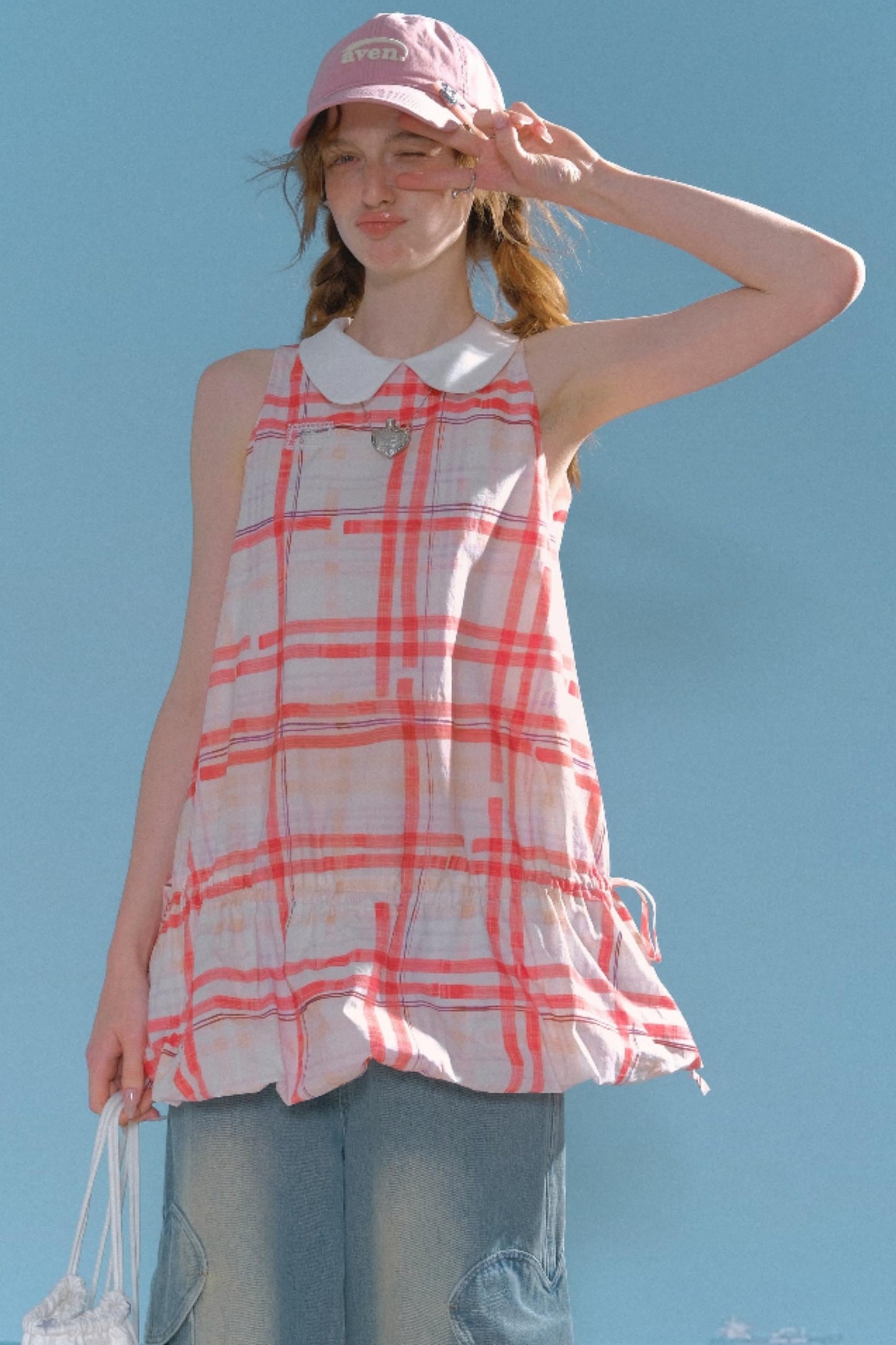 Pink Plaid Doll Dress