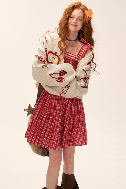 Knitted Cherry Cardigan