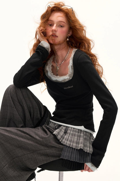Lace Layered Long Sleeve T-Shirt