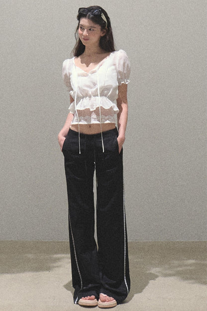 Copper Lace Wide Leg Pants