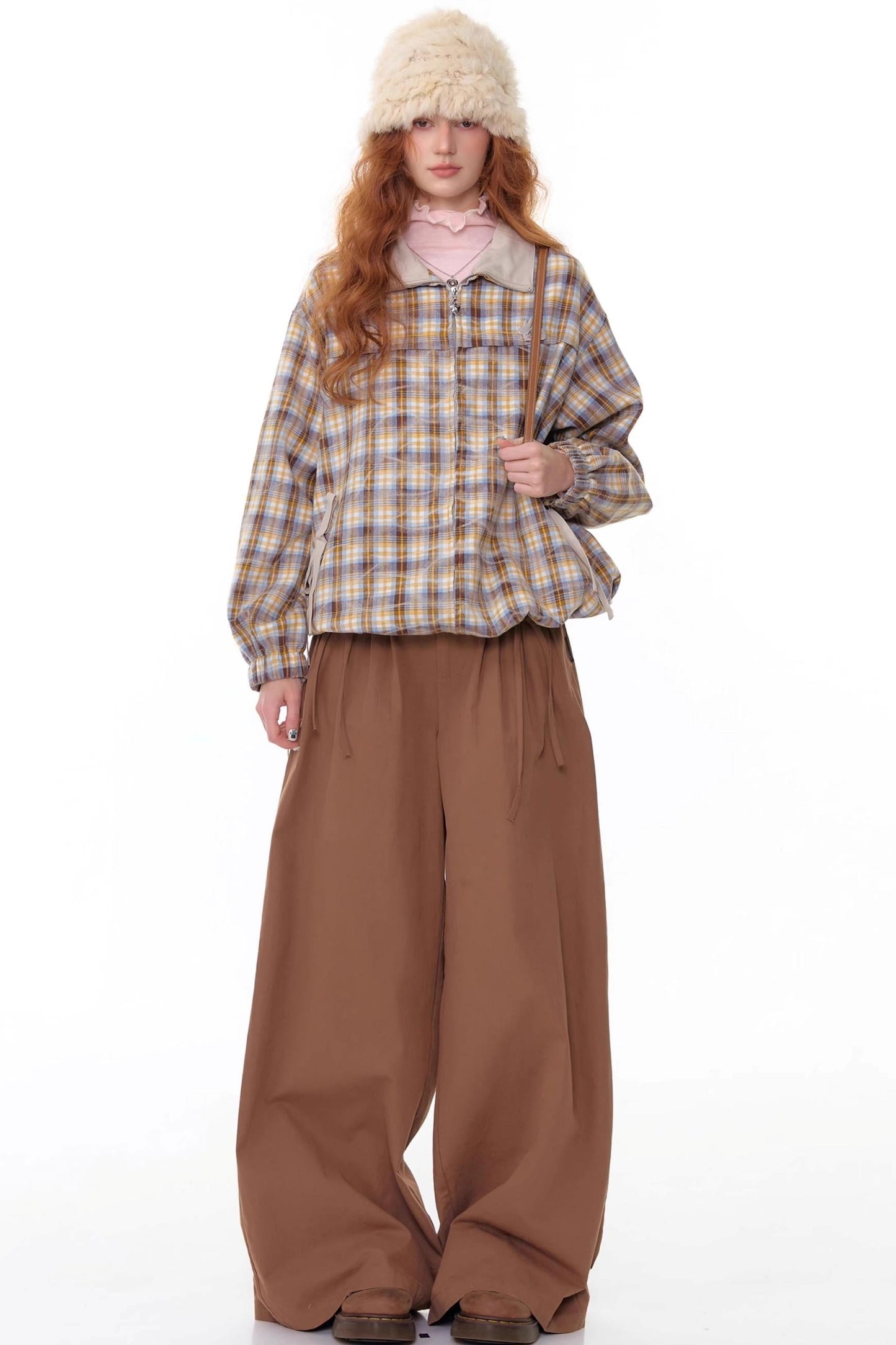 Autumn High-Waisted Slimming Brown Trousers