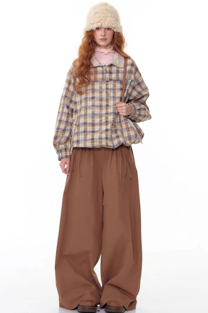 Autumn High-Waisted Slimming Brown Trousers