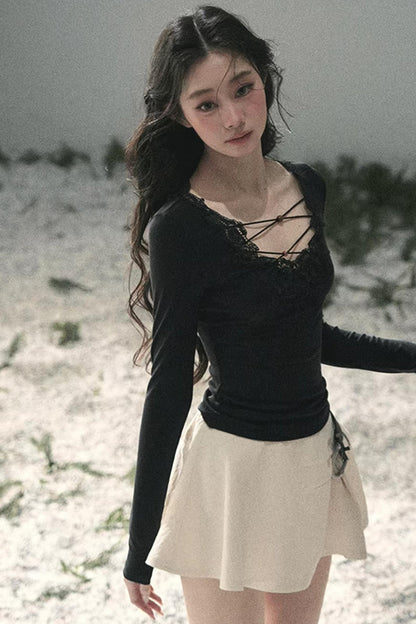 Lace V-Neck Summer Top