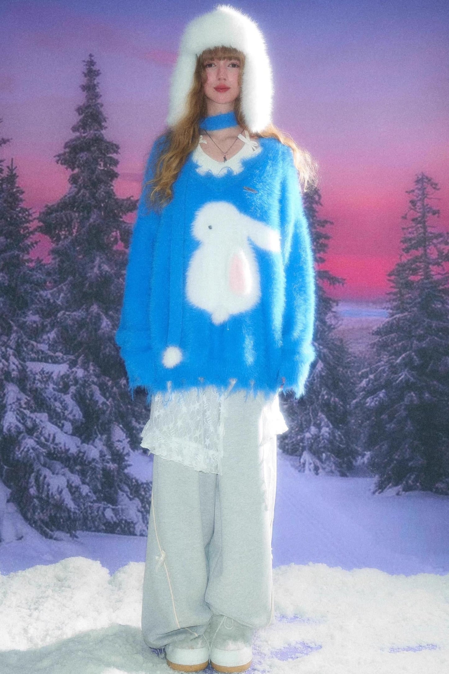 Gray Bow Wide-Leg Sweatpants