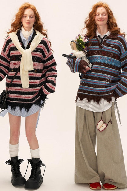 星形条纹 Polo 领毛衣