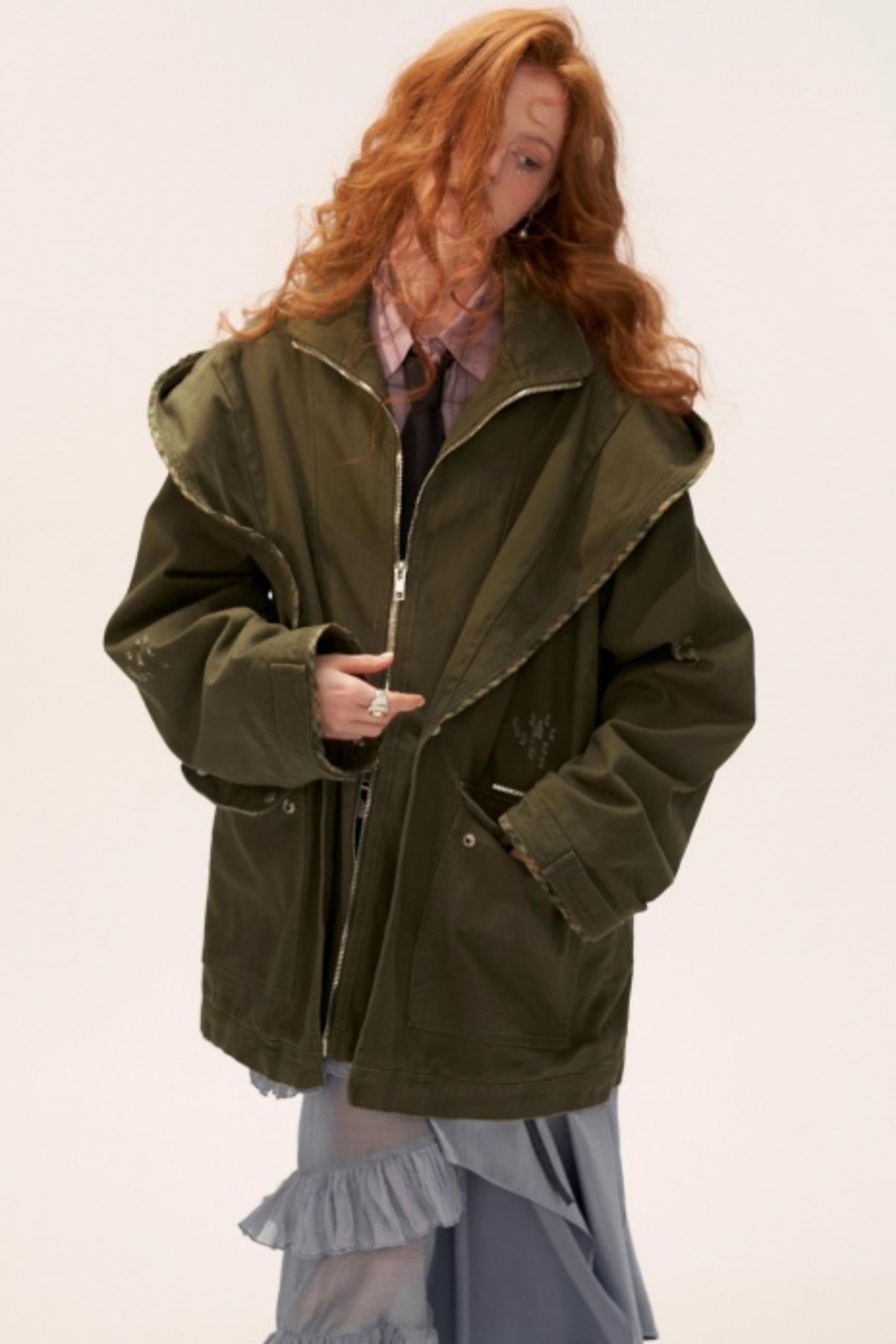 Vintage Distressed Frayed Cargo Jacket