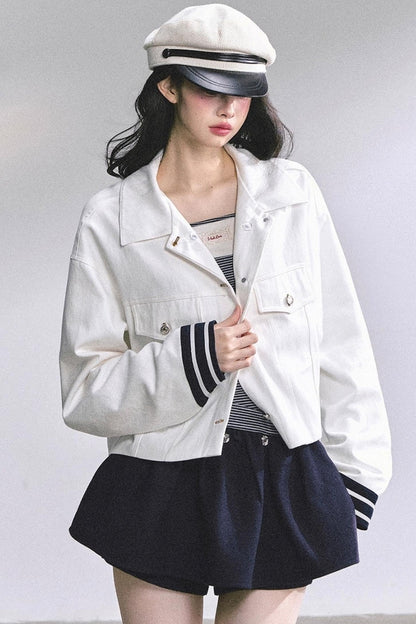 Luxury Denim Cargo Jacket