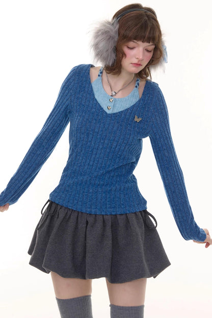 Autumn Slim Halterneck Knit Top