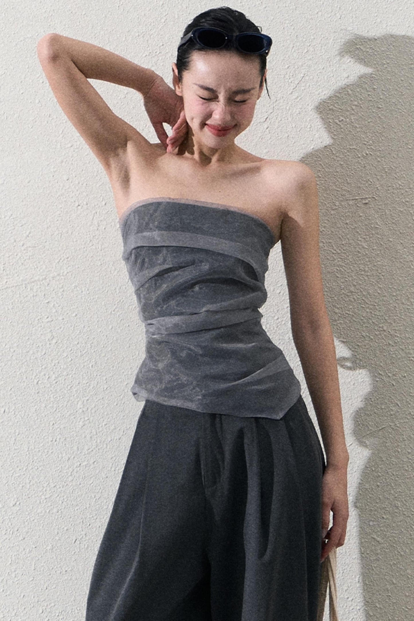 Casual Slim Jacket & Wide Lace Pants Set-Up