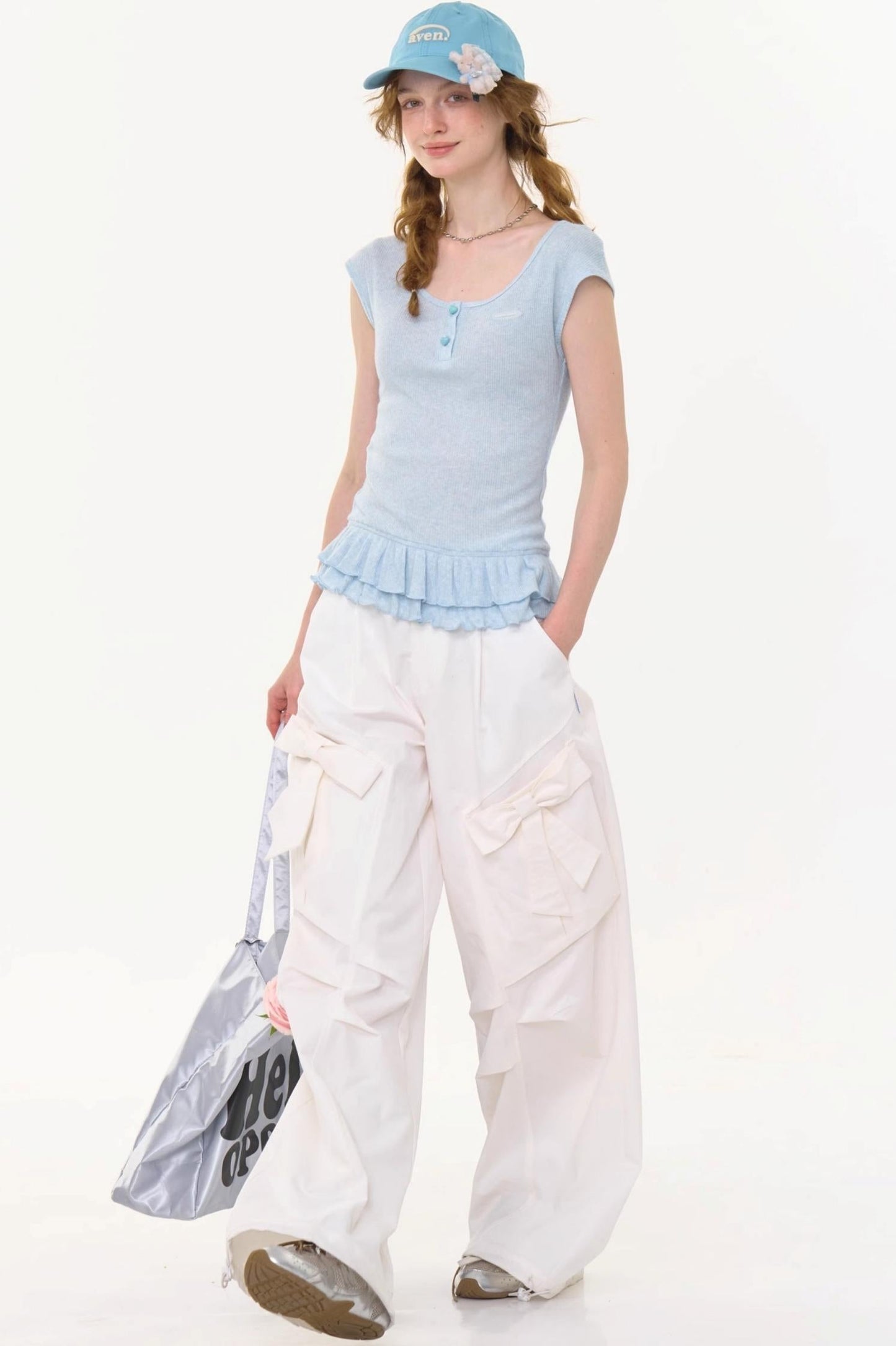 Retro White High-Waist Wide-Leg Pants