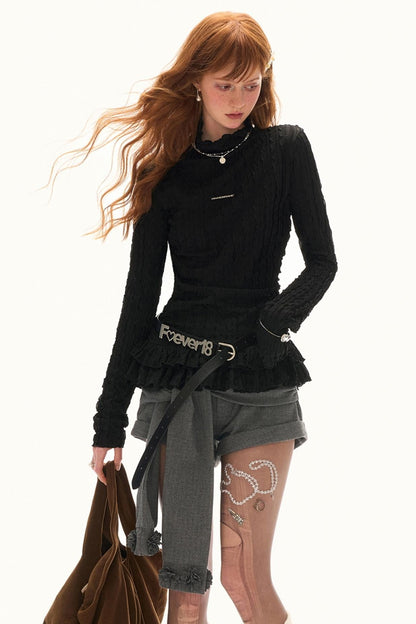 High-neck Slimming Long Sleeve Tee