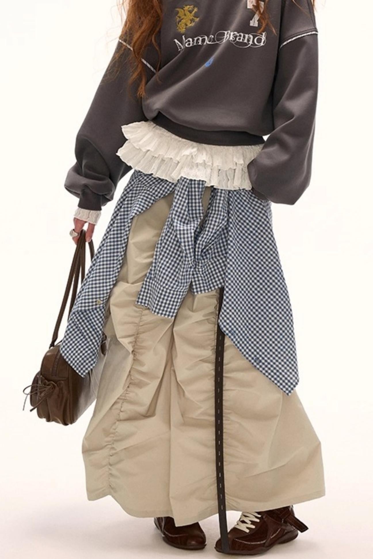 Functional Irregular Hem Black Skirt