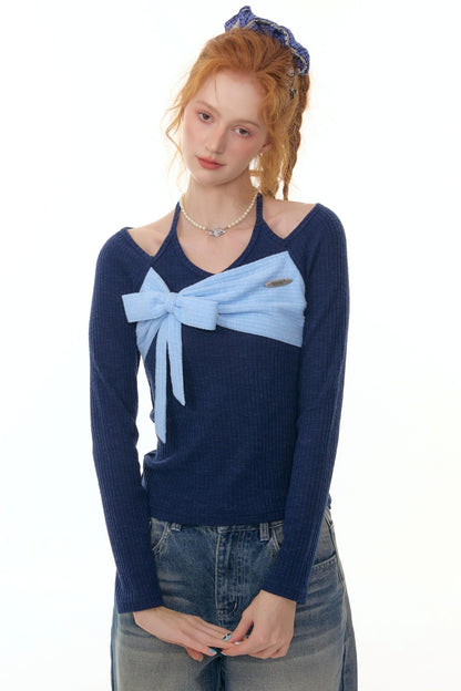 Patchwork Halterneck Knitted Top