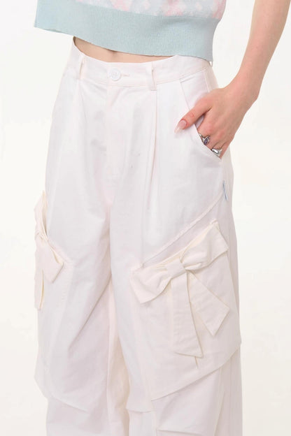 Retro White High-Waist Wide-Leg Pants