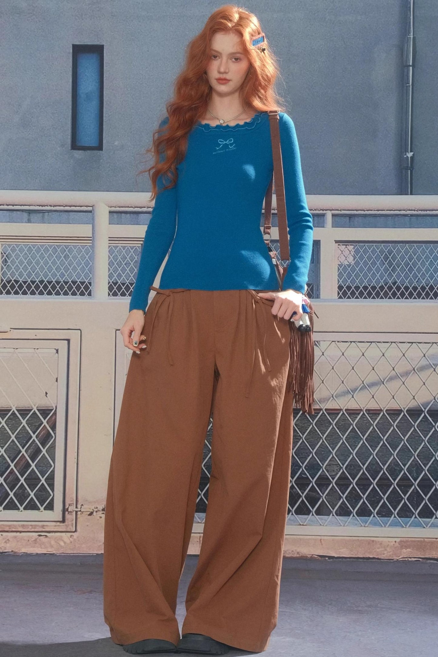 Autumn High-Waisted Slimming Brown Trousers