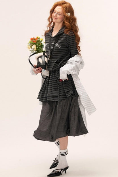 花朵图案高档中长裙