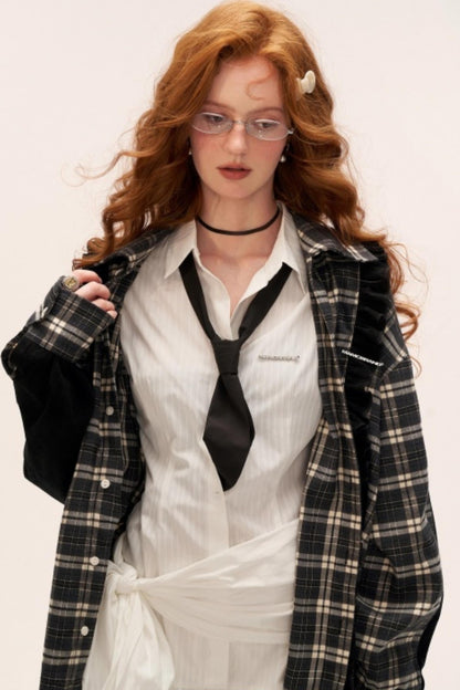 Vintage Patchwork Casual Plaid Shirt