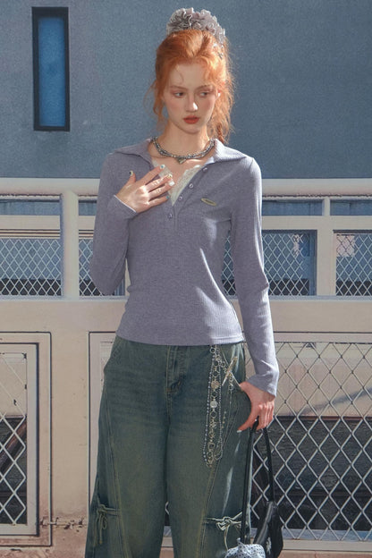 Zizifei 针织蕾丝上衣