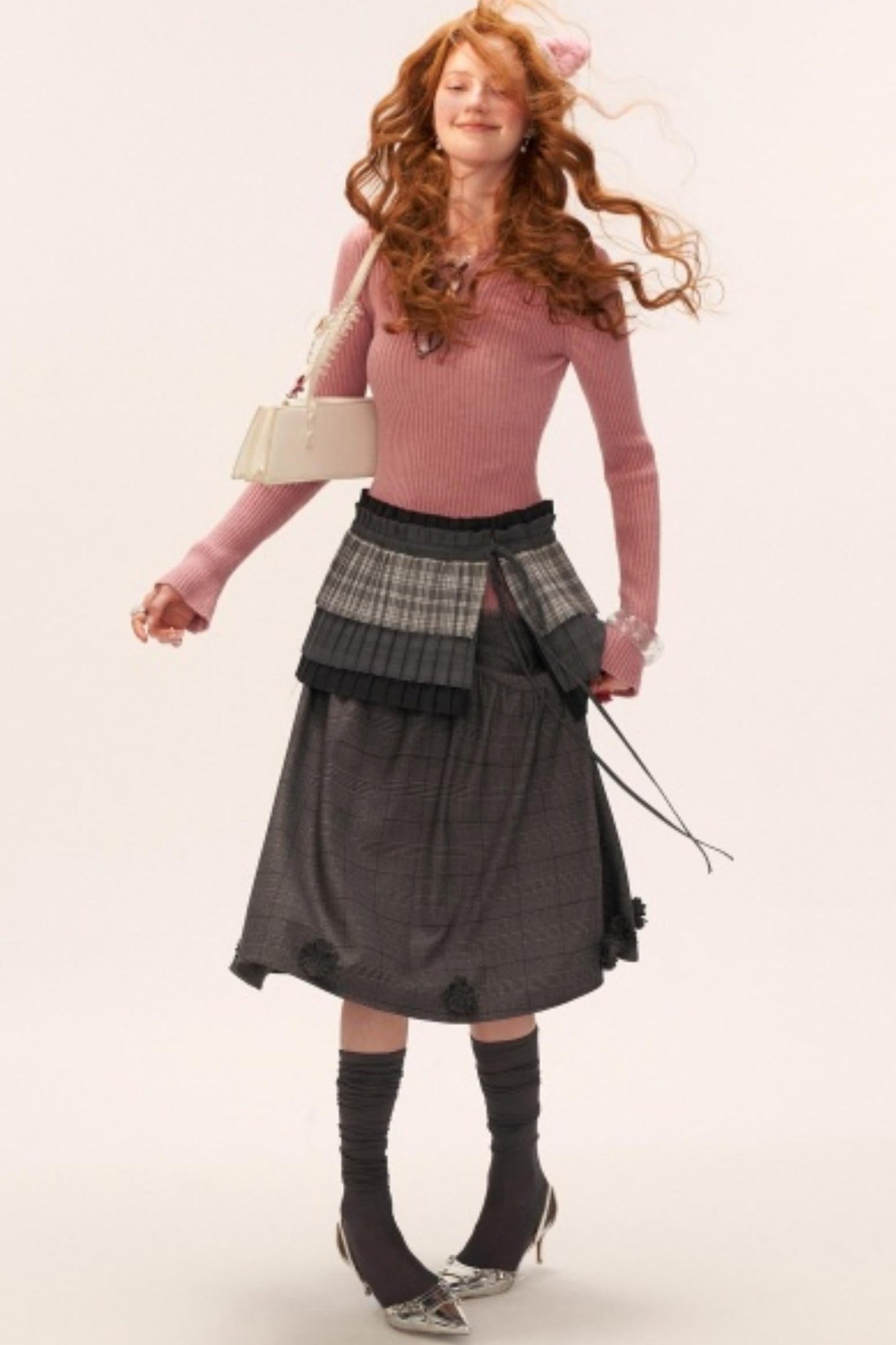 花朵图案高档中长裙