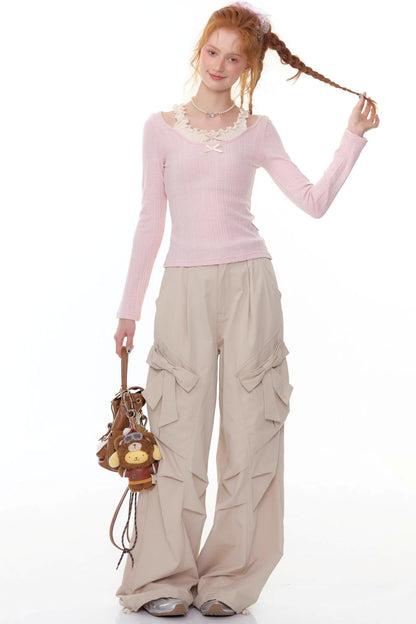 Fake Two Bow Halterneck Top