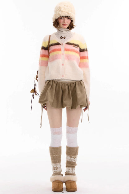 Autumn High Waisted Woolen A Line Skirt