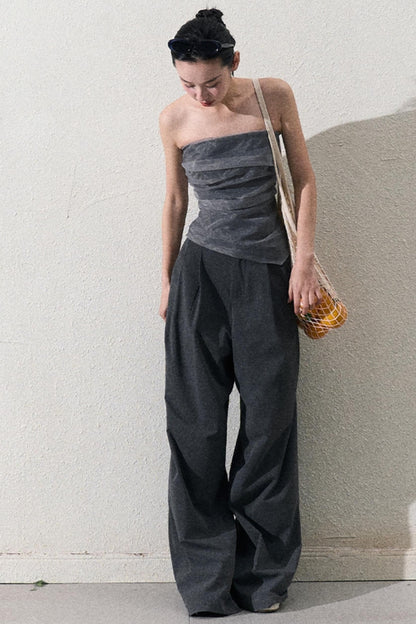 Casual Slim Jacket & Wide Lace Pants Set-Up